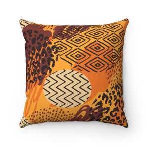 OVAL AFRICAN PRINTS- Faux Suede Square Pillow