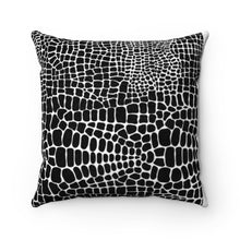 Load image into Gallery viewer, BLACK &amp; WHITE ALLIGATOR PRINT- Faux Suede Pillow