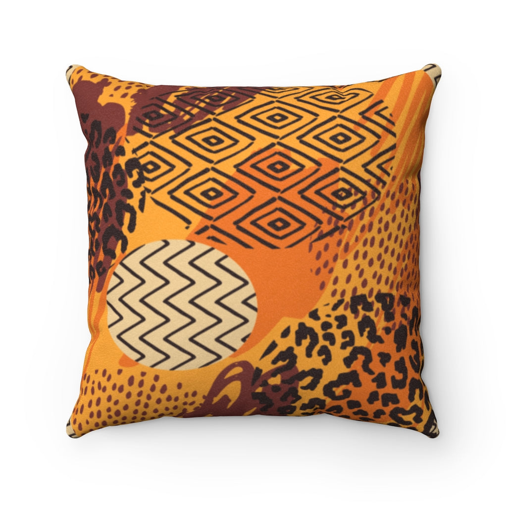 OVAL AFRICAN PRINTS- Faux Suede Square Pillow