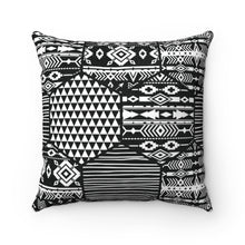 Load image into Gallery viewer, BLACK &amp; WHITE AFRICAN PATTERNS-  Faux Suede Square Pillow