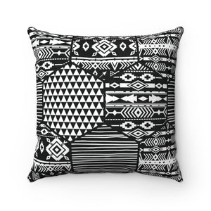 BLACK & WHITE AFRICAN PATTERNS-  Faux Suede Square Pillow