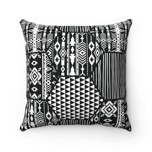 BLACK & WHITE AFRICAN PATTERNS-  Faux Suede Square Pillow